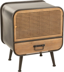 J-Line bijzettafel 1 Lade - metaal/hout - zwart/naturel