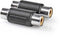 Nedis CAGB24952BK - Koppelstuk RCA Female/Female - Aluminium Zwart