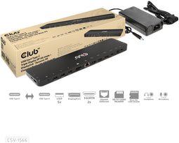 Club 3D - USB Gen1 Type-C Dock - Triple Display DP Alt mode HDMI 2.0a PD Charging 120W