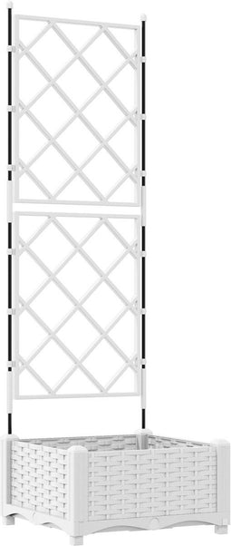 vidaXL - Tuinplanter - met - Trellis - Wit - 40x40x125,5 - cm