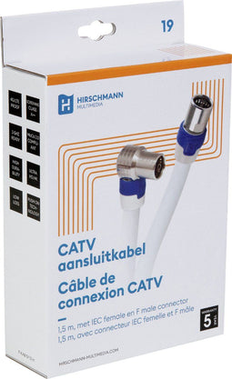 Hirschmann 695020593 - Aansluitkabel F-connector male - 1,5m - Wit