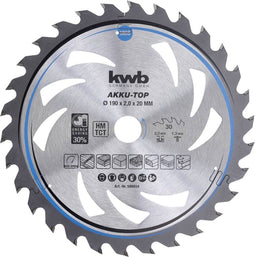 kwb 586654 Hardmetaal-cirkelzaagblad 190 x 20 x 1.3 mm Aantal tanden: 30 1 stuk(s)
