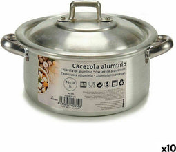 Kookpot met Deksel Ø 14 cm Zilverkleurig Aluminium 1 L (10 Stuks)