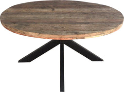 D - Livingfurn - Eetkamertafel Dakota Rond - MangoHout - 150 cm - Bruin