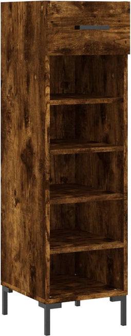 vidaXL - Schoenenkast - 30x35x105 - cm - bewerkt - hout - gerookt - eikenkleurig