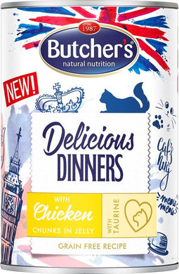 BUTCHER'S Delicious Dinners Kip Jellied Pieces - nat kattenvoer - 24 x 400g
