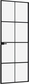 vidaXL - Binnendeur - 76x201,5 - cm - gehard - glas - en - aluminium - smal - zwart