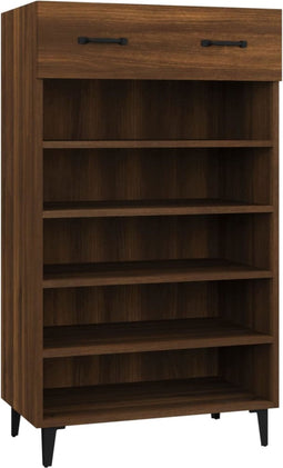 vidaXL - Schoenenkast - 60x35x105 - cm - bewerkt - hout - bruin - eikenkleur