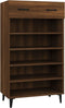 vidaXL - Schoenenkast - 60x35x105 - cm - bewerkt - hout - bruin - eikenkleur
