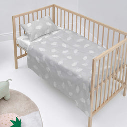 Happy Friday Sheet set 2 pieces Clouds grey 120x180 cm (Cot bed) Grey