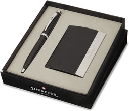 Sheaffer balpen giftset - 100/G9338 - glossy black lacquer chrome plated - met visitekaarthouder - SF-G2933851-3