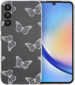 imoshion Hoesje Geschikt voor Samsung Galaxy A34 (5G) Hoesje Siliconen - imoshion Design hoesje - Meerkleurig / Butterfly