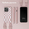 Selencia Hoesje Met Koord Geschikt voor iPhone 14 Pro - Selencia Siliconen design hoesje met afneembaar koord - Roze / Irregular Check Sand Pink