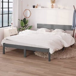 vidaXL - Bedframe - massief - grenenhout - grijs - 120x200 - cm