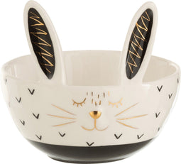 J-Line kom Konijn - keramiek - wit - small - paasdecoratie