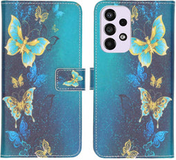 iMoshion Hoesje Geschikt voor Samsung Galaxy A33 Hoesje Met Pasjeshouder - iMoshion Design Softcase Bookcase - Blauw / Blue Butterfly