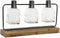 Vaas DKD Home Decor Zwart Natuurlijk Metaal Kristal Paulownia hout 49 x 11 x 27 cm (3 Onderdelen)
