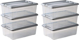 Iris Ohyama - Opbergdozen - 30L - Stapelbaar - L58 x B39,5 x H21 cm (set van 6)