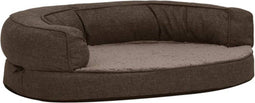 vidaXL - Hondenbed - ergonomisch - linnen-look - 75x53 - cm - fleece - bruin