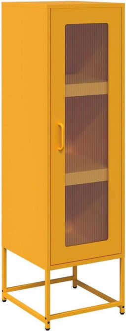 vidaXL - Hoge - kast - 36x39x123 - cm - koudgewalst - staal - mosterdgeel
