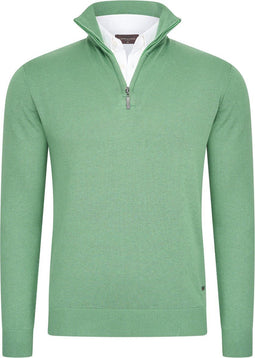 Cappuccino Italia Mock Pullover - Heren Trui met Overhemdkraag - Groen - Maat XXL