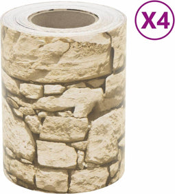 vidaXL - Tuinscherm - 4 - st - grof - steenpatroon - 35x0,19 - m - PVC - grijs