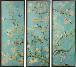 J-Line wanddecoratie kader paneel - glas/metaal - groen - 3 stuks