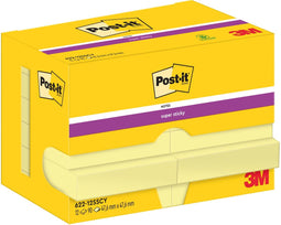 Post-It Super Sticky Notes | 90 vel | ft 47 | 6 x 47 | 6 mm | geel | pak van 12 blokken