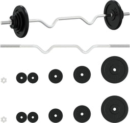 vidaXL - Halter - met - gewichten - 30 - kg - gietijzer - en - verchroomd - staal
