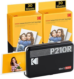 Kodak Mini 2 Retro - Draagbare fotoprinter - 4PASS-technologie - Zwart + 60 Sheets