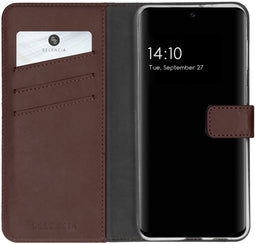 Selencia Galaxy S21 FE - Echt Lederen Bookcase - 3 Pashouders - Bruin