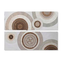 Schilderij Home ESPRIT Wit Beige Cirkels Scandinavisch 150 x 3 x 50 cm (2 Stuks)