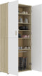 vidaXL - Schoenenkast - 80x39x178 - cm - bewerkt - hout - wit - en - sonoma - eikenkleur
