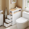 SoBuy BZR54-II-W - Smalle Badkamerkast - 3 Lades Open Vak - Wit/Naturel