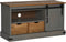 vidaXL - Tv-meubel - HALDEN - met - schuifdeur - grijs - 110x40x60 - cm - massief - hout