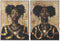 Schilderij Home ESPRIT Zwart Gouden Vrouw 103 x 4,5 x 143,5 cm (2 Stuks)