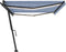 vidaXL - Luifel - handmatig - uittrekbaar - met - LED - 500x350 - cm - blauw - en - wit