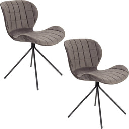 Zuiver OMG Velvet Eetkamerstoelen Grijs - Set van 2