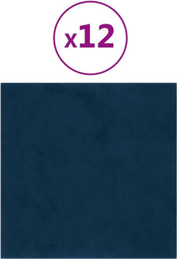 vidaXL - Wandpanelen - 12 - st - 1,08 - m² - 30x30 - cm - fluweel - blauw