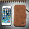 CaseMe - Billfold Hoesje voor iPhone SE & 5s & 5 - Lederen met 13 Kaartsleuven & Afneembare Magnetische PC - Bruin