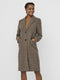 VERO MODA VMBLAST CHECK LONG WOOL JACKET - Dames Jas - Reverskraag lange mouwen knoopsluiting - Maat L (40)