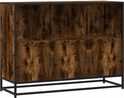 vidaXL - Dressoir - 100x35x76 - cm - bewerkt - hout - gerookt - eikenkleurig