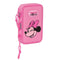 Dubbele etui Minnie Mouse Loving Roze 12.5 x 19.5 x 4 cm (28 Onderdelen)