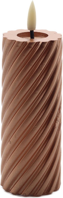 swirl led kaars copper 5x12,5cm
