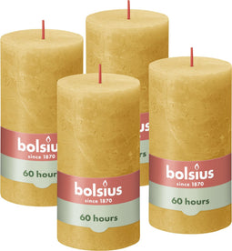 Bolsius - Rustieke Kaars - 4 Stuks - Geel - 13cm