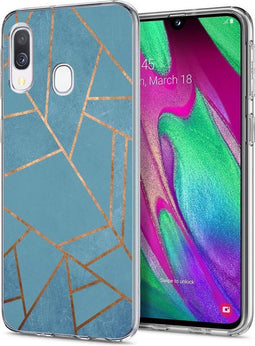 iMoshion Hoesje Geschikt voor Samsung Galaxy A20e Hoesje Siliconen - iMoshion Design hoesje - Blauw / Meerkleurig / Goud / Blue Graphic