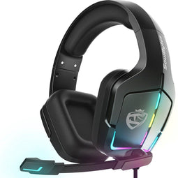 SoulBytes S12 - Over-ear Gaming Headset - RGB LED Microfoon Ruisonderdrukking - Zwart