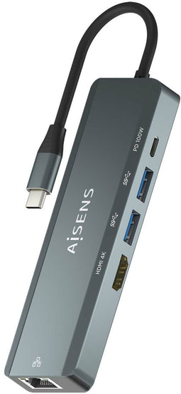 Aisens ASUC-5P011-GR - USB 3.2 Gen 1 Hub - 2x USB-A 5Gb/s 1x USB-C 5Gb/s 1Gbps Ethernet - Grijs
