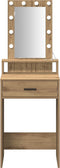 vidaXL - Kaptafel - met - LED-verlichting - - - Artisan - Eiken, - 50x41x140 - cm