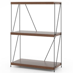 Costway Multifunctionele Plank met 3 Niveaus Vrijstaande Boekenkast met Metalen Frame